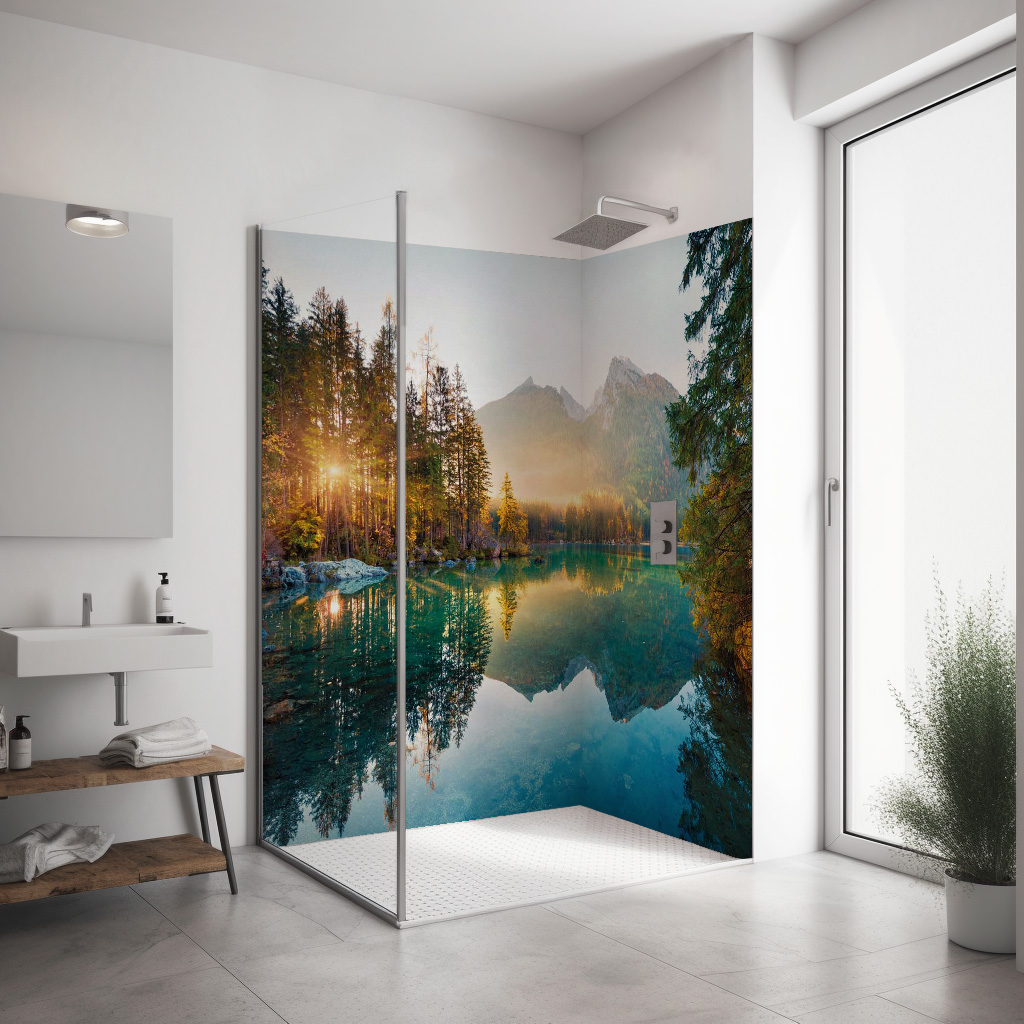 Corner shower set — Mountain lake