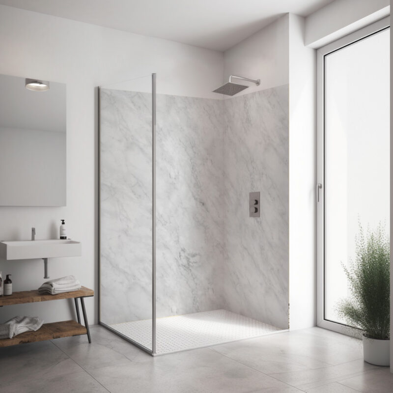Corner shower set — Stone