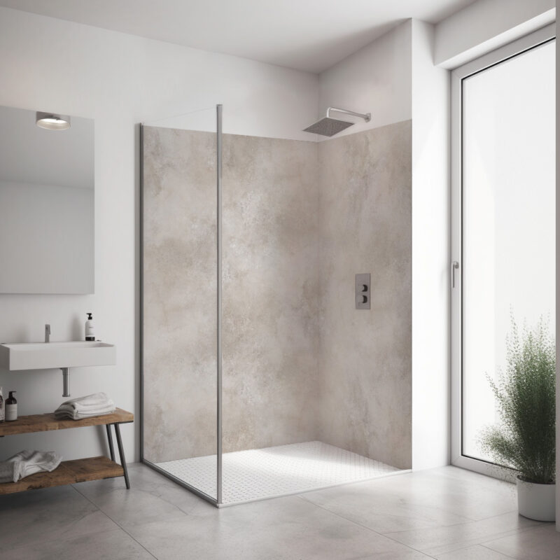 Corner shower set — Stone