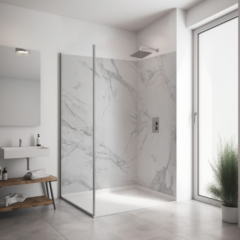 Corner shower set — Stone