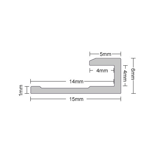 Aluminium edge trim profile for 3 mm panels